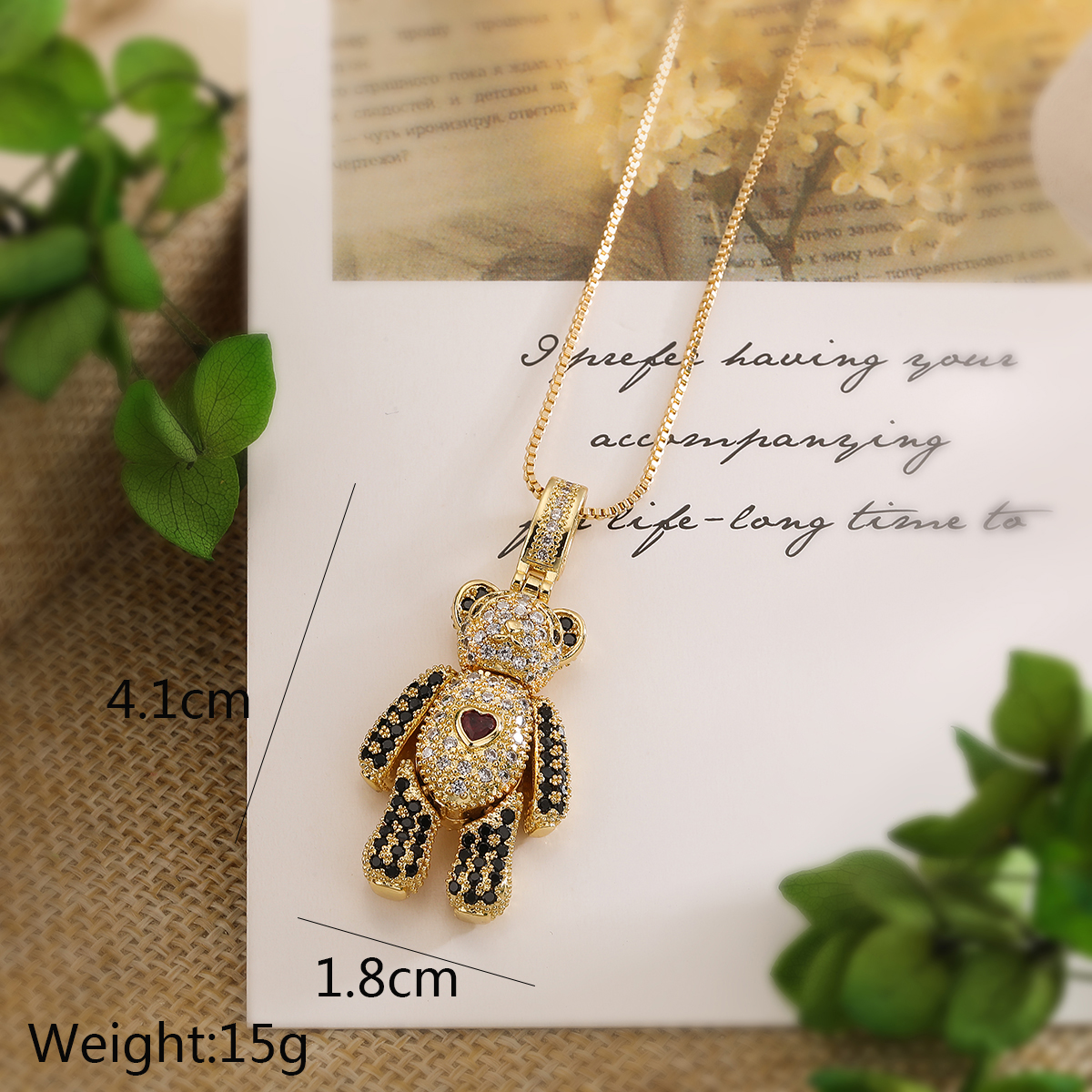 Simple Style Commute Little Bear Copper Plating Inlay Zircon 18k Gold Plated Pendant Necklace display picture 1