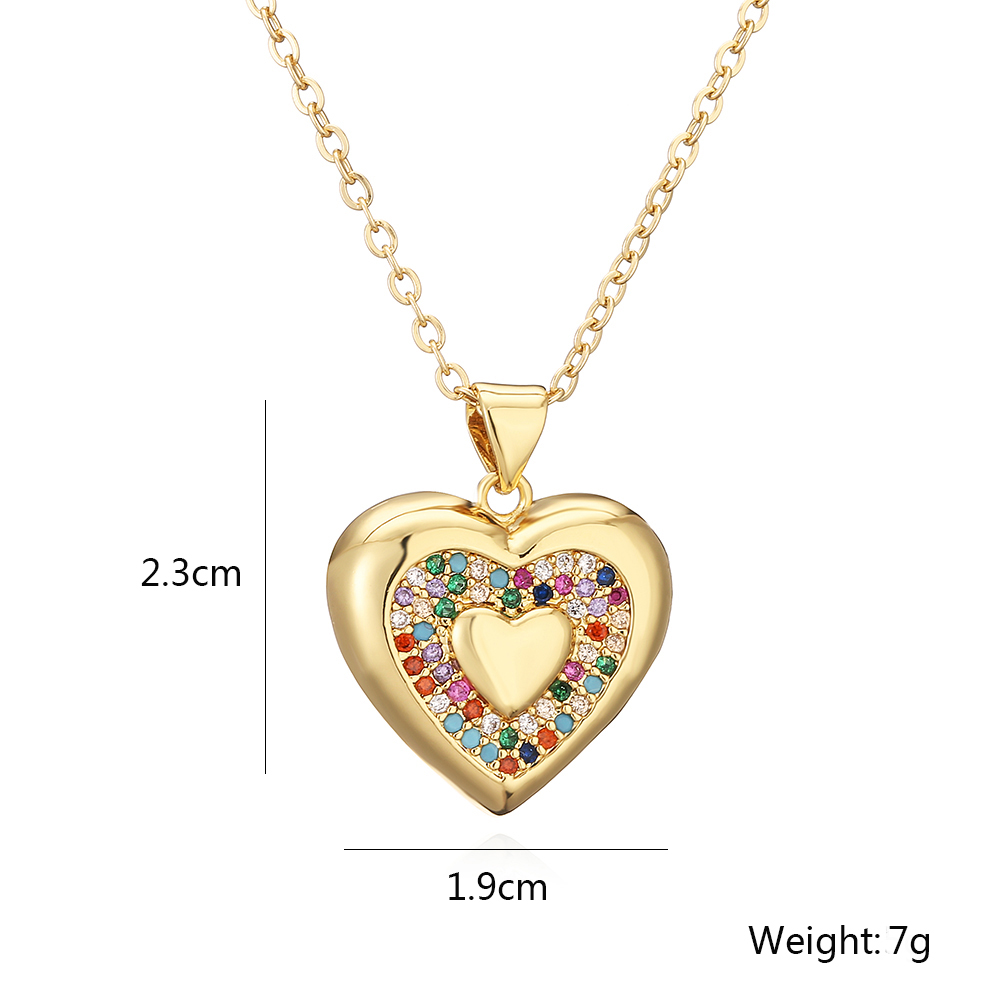 Elegant Simple Style Heart Shape Copper Plating Inlay Zircon 18k Gold Plated Pendant Necklace display picture 1