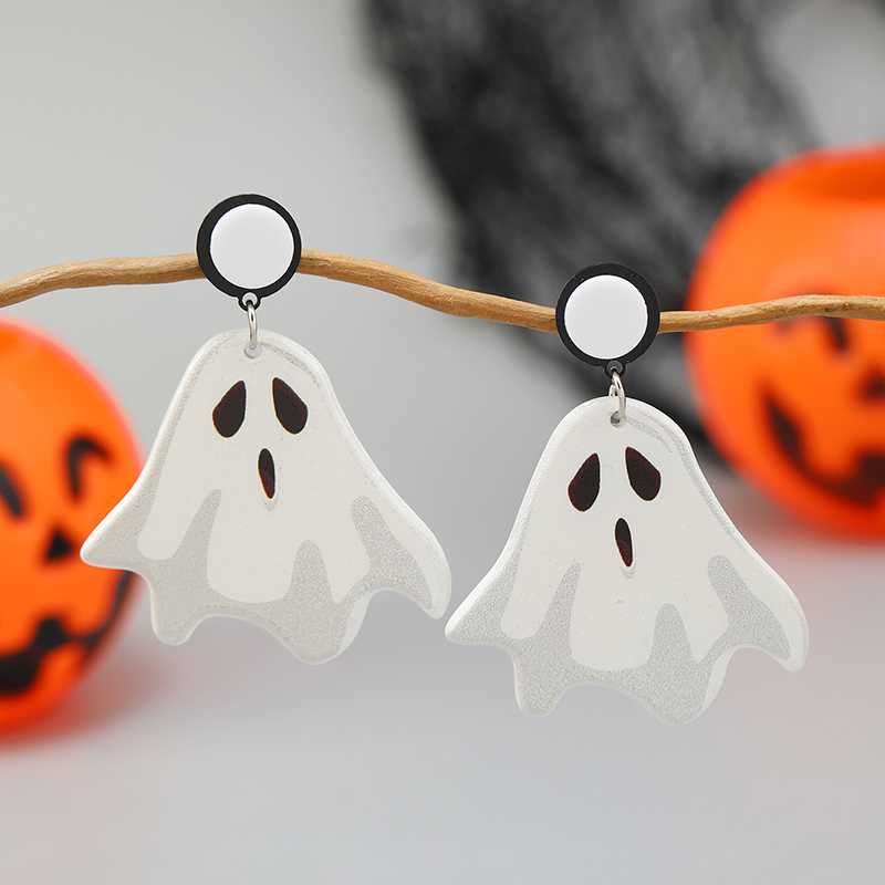 1 Pair Exaggerated Funny Punk Pumpkin Spider Skull Arylic Drop Earrings display picture 4