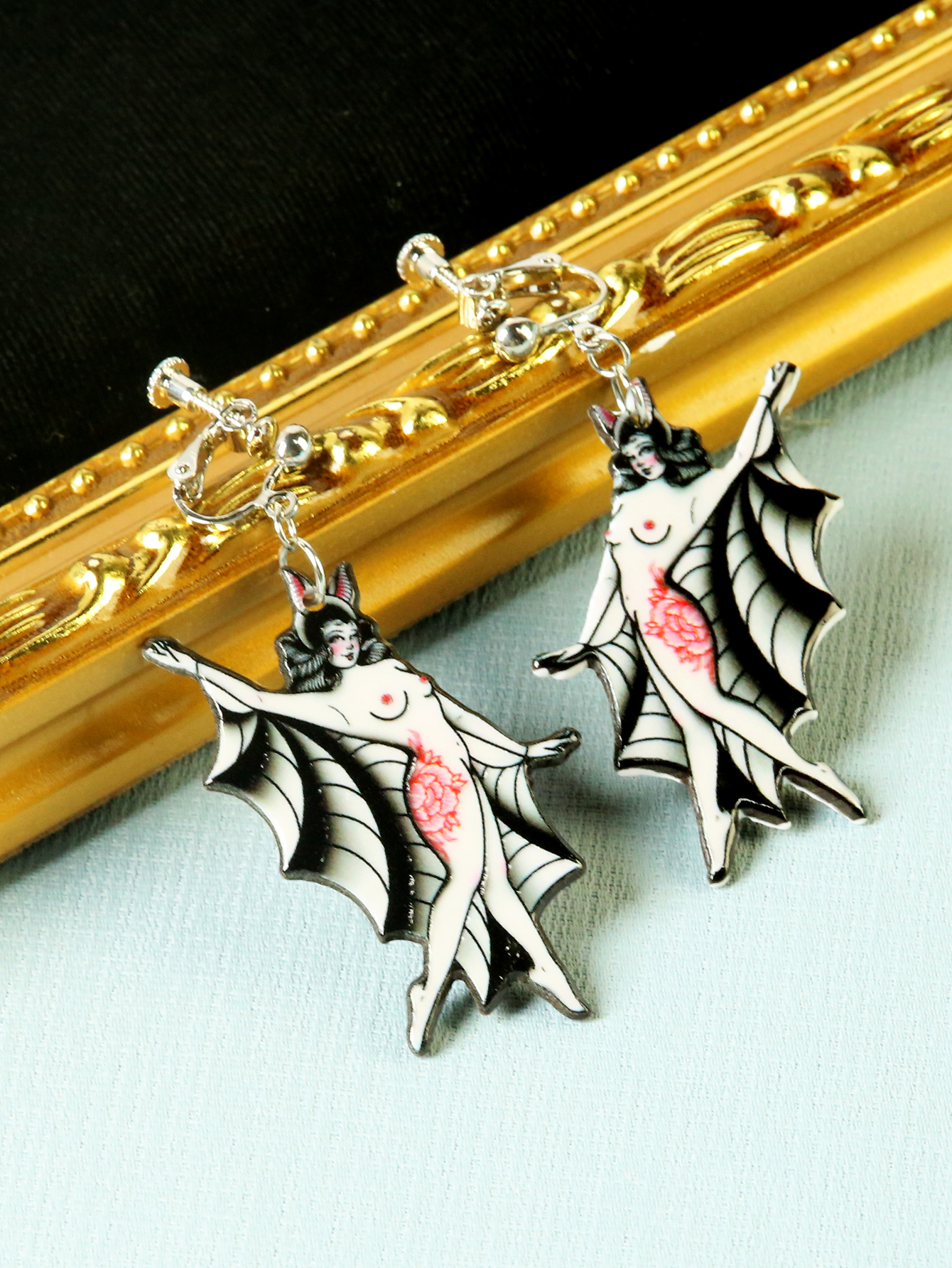 Wholesale Jewelry Funny Cat Bat Butterfly Arylic Drop Earrings Ear Cuffs display picture 20