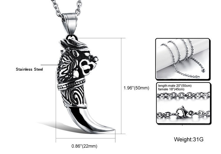 Casual Retro Teeth Wolf Titanium Steel Plating Unisex Pendant Necklace Necklace Pendant display picture 35