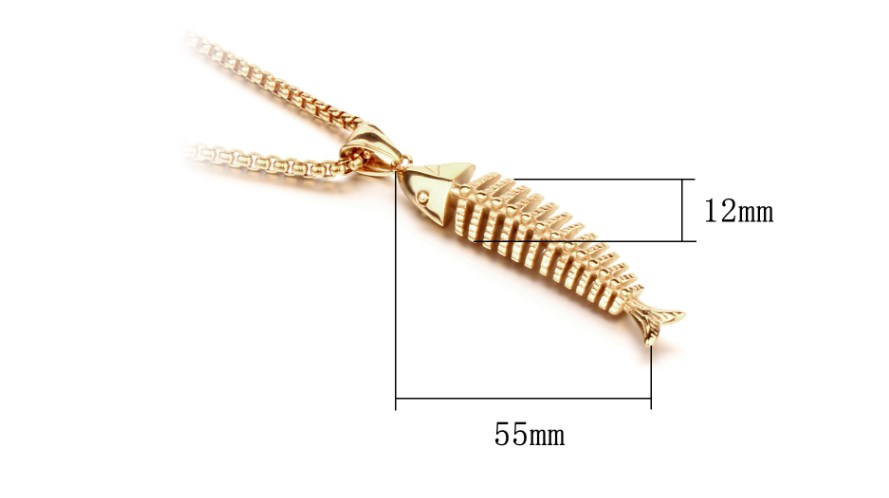 Retro Fish Bone Titanium Steel Plating Men's Pendant Necklace display picture 42