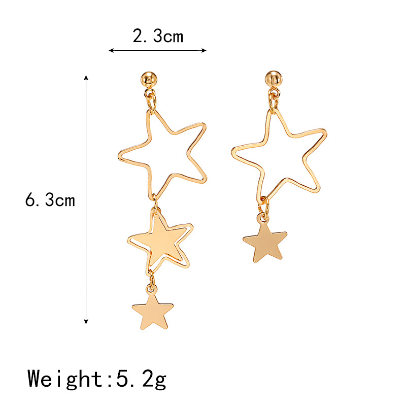 1 Pair Retro Lady Star Hollow Out Alloy Drop Earrings display picture 3
