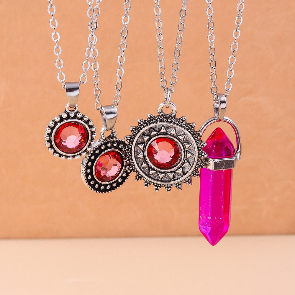 Elegant Geometric Zinc Alloy Inlay Artificial Gemstones Women's Layered Necklaces display picture 8