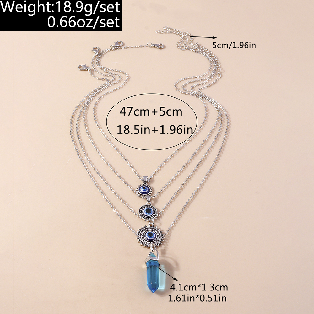 Elegant Geometric Zinc Alloy Inlay Artificial Gemstones Women's Layered Necklaces display picture 1