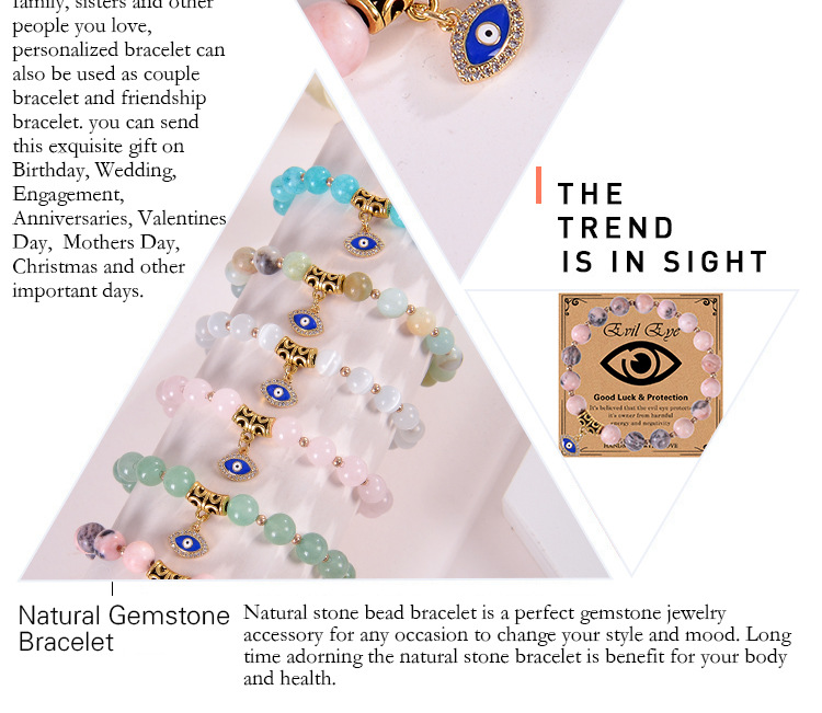 Vintage Style Devil's Eye Solid Color Turquoise Opal Snakeskin Stone Unisex Bracelets display picture 2