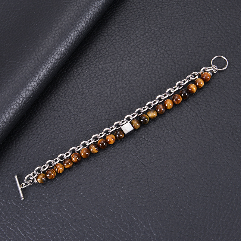 Basic Classic Style Geometric Stainless Steel Tiger Eye Men's Bracelets display picture 6