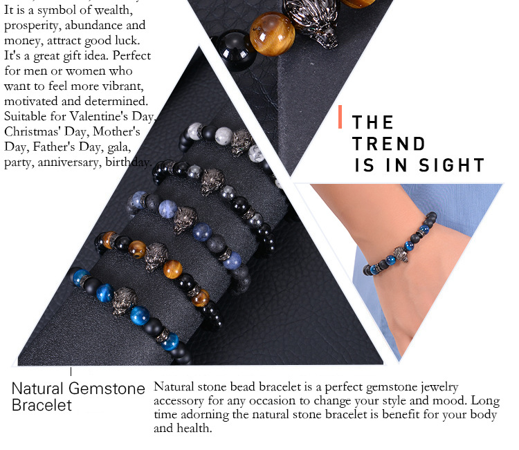 Streetwear Geometric Natural Stone Tiger Eye Men's Bracelets display picture 2