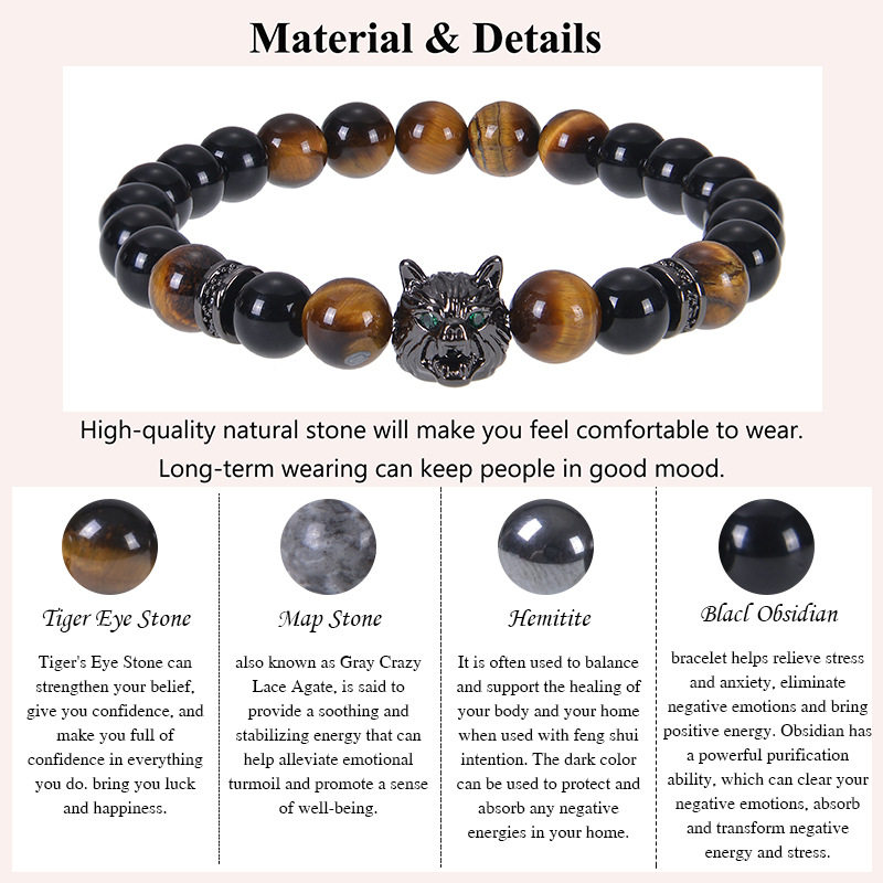 Streetwear Geometric Natural Stone Tiger Eye Men's Bracelets display picture 10