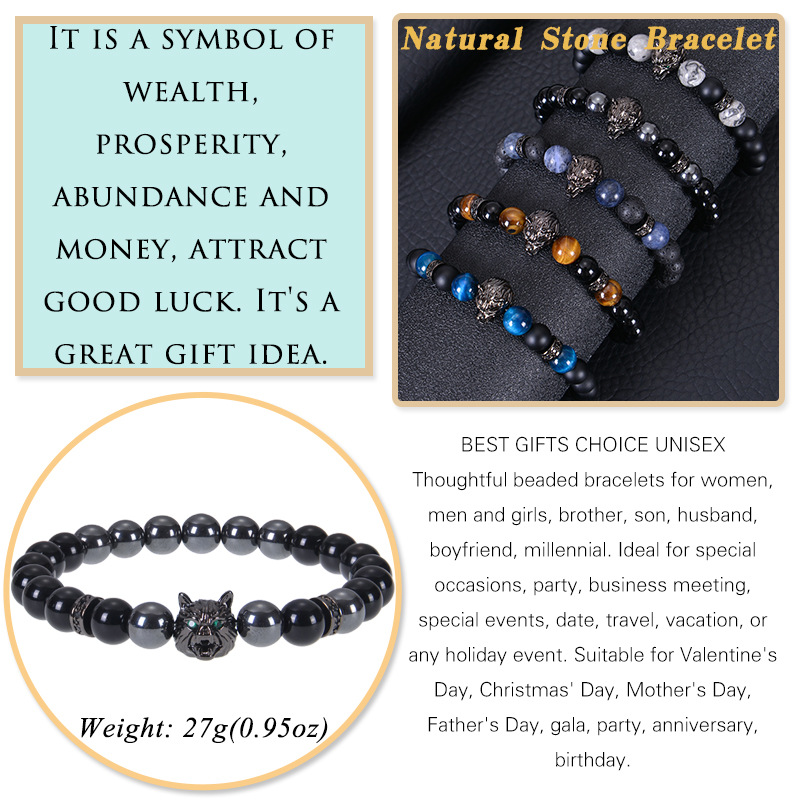 Streetwear Geometric Natural Stone Tiger Eye Men's Bracelets display picture 17