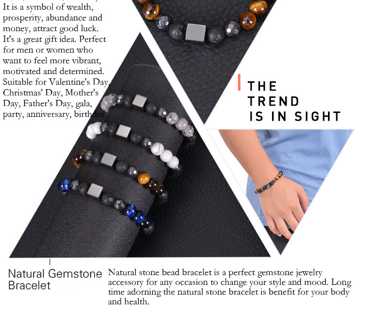 Streetwear Geometric Natural Stone Men's Bracelets display picture 2