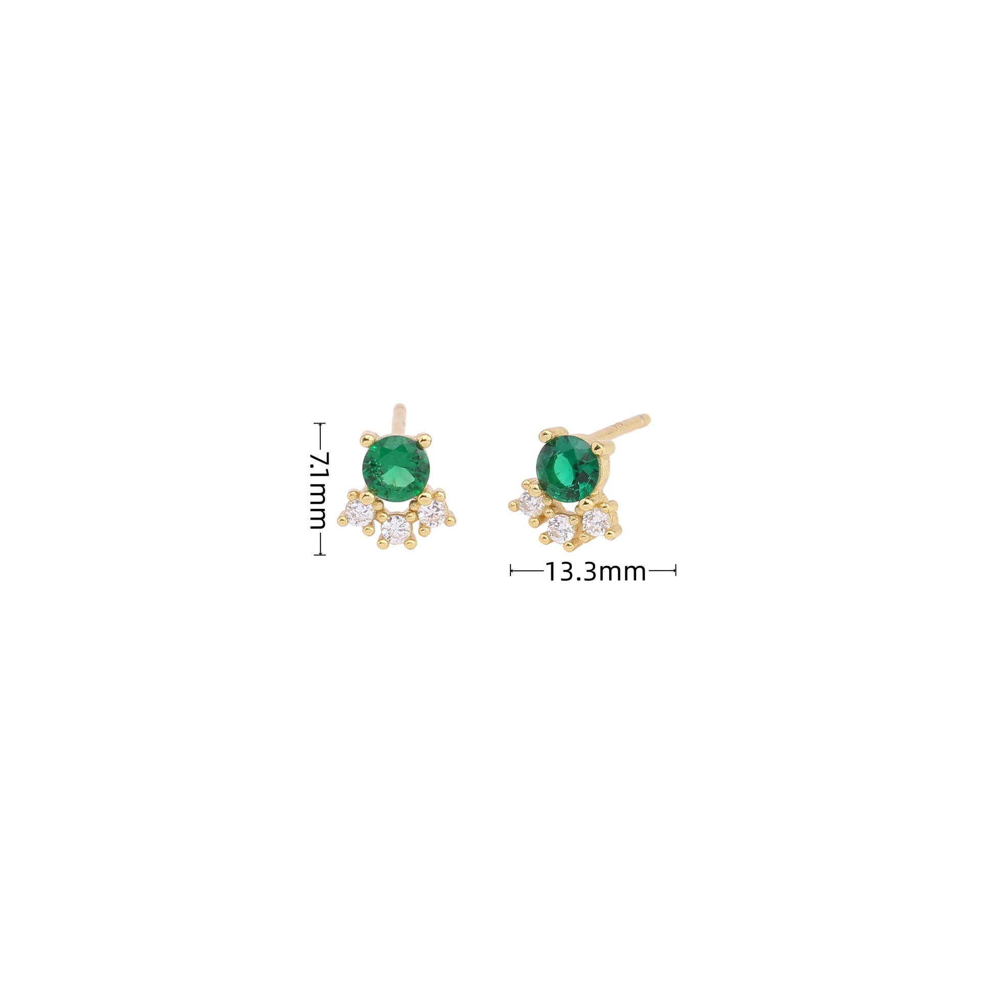 1 Pair Vintage Style Geometric Color Block Plating Inlay Sterling Silver Zircon White Gold Plated Ear Studs display picture 2
