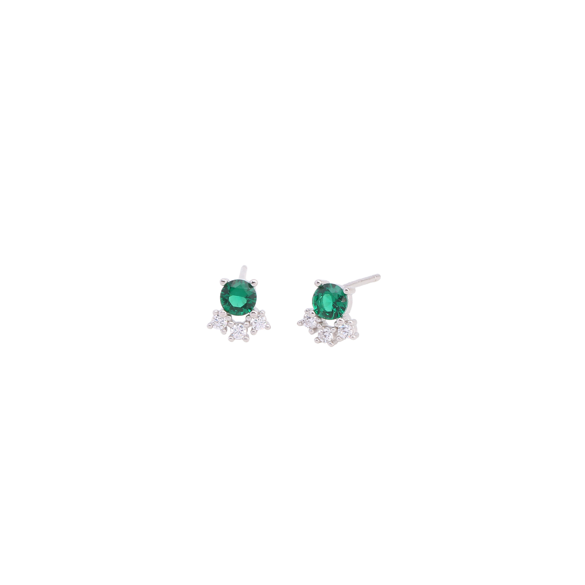 1 Pair Vintage Style Geometric Color Block Plating Inlay Sterling Silver Zircon White Gold Plated Ear Studs display picture 3