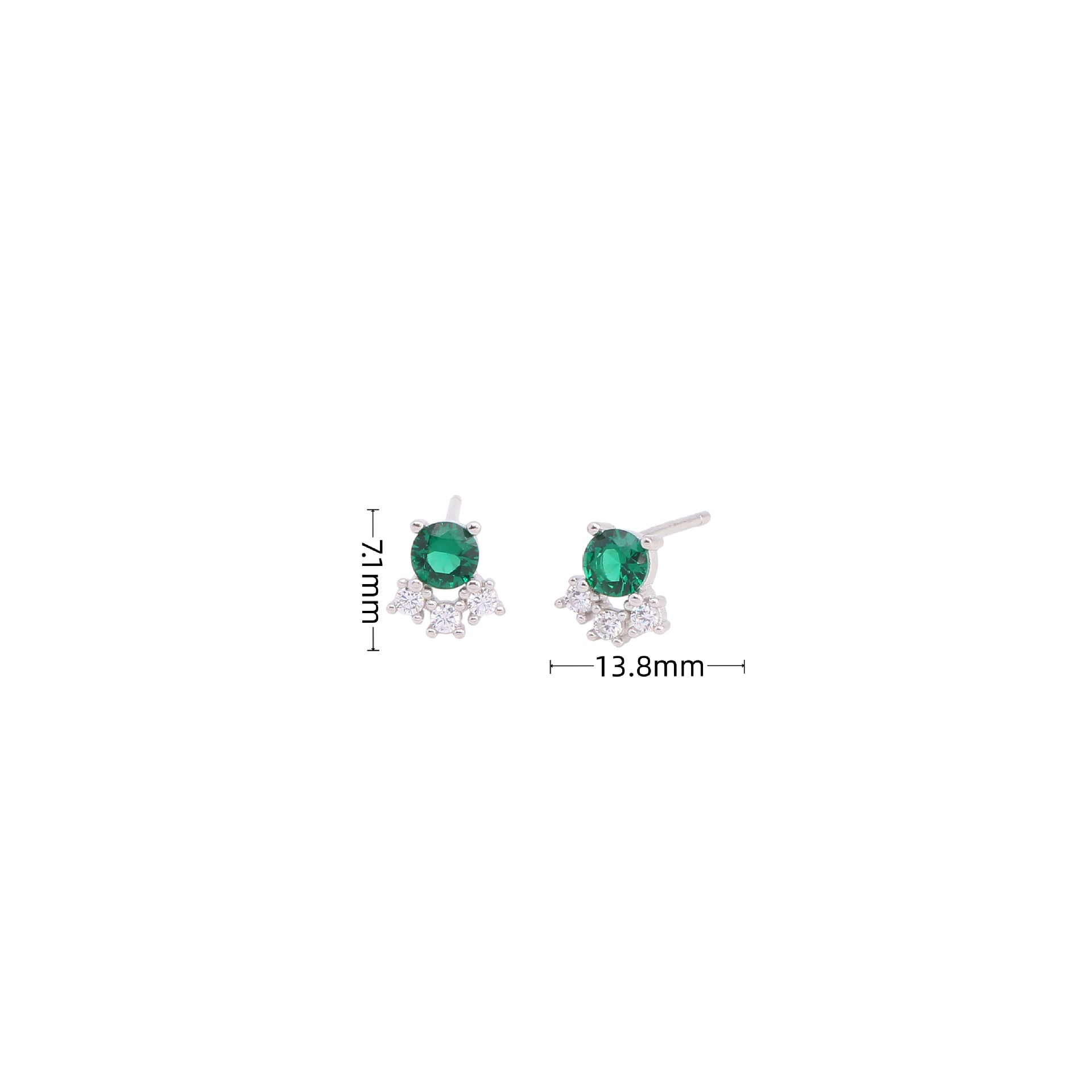 1 Pair Vintage Style Geometric Color Block Plating Inlay Sterling Silver Zircon White Gold Plated Ear Studs display picture 4