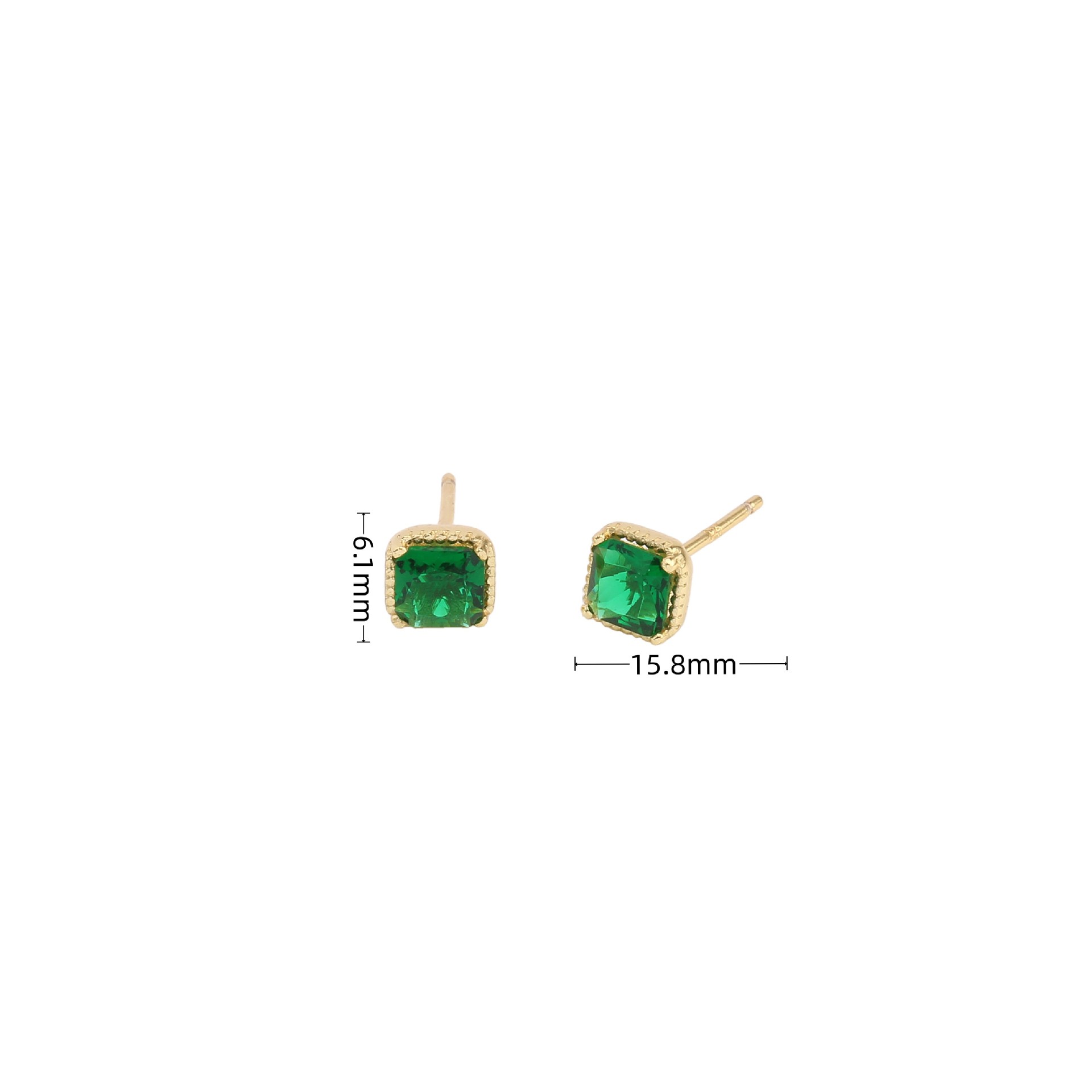 1 Pair Retro Square Solid Color Plating Inlay Sterling Silver Zircon White Gold Plated Ear Studs display picture 2