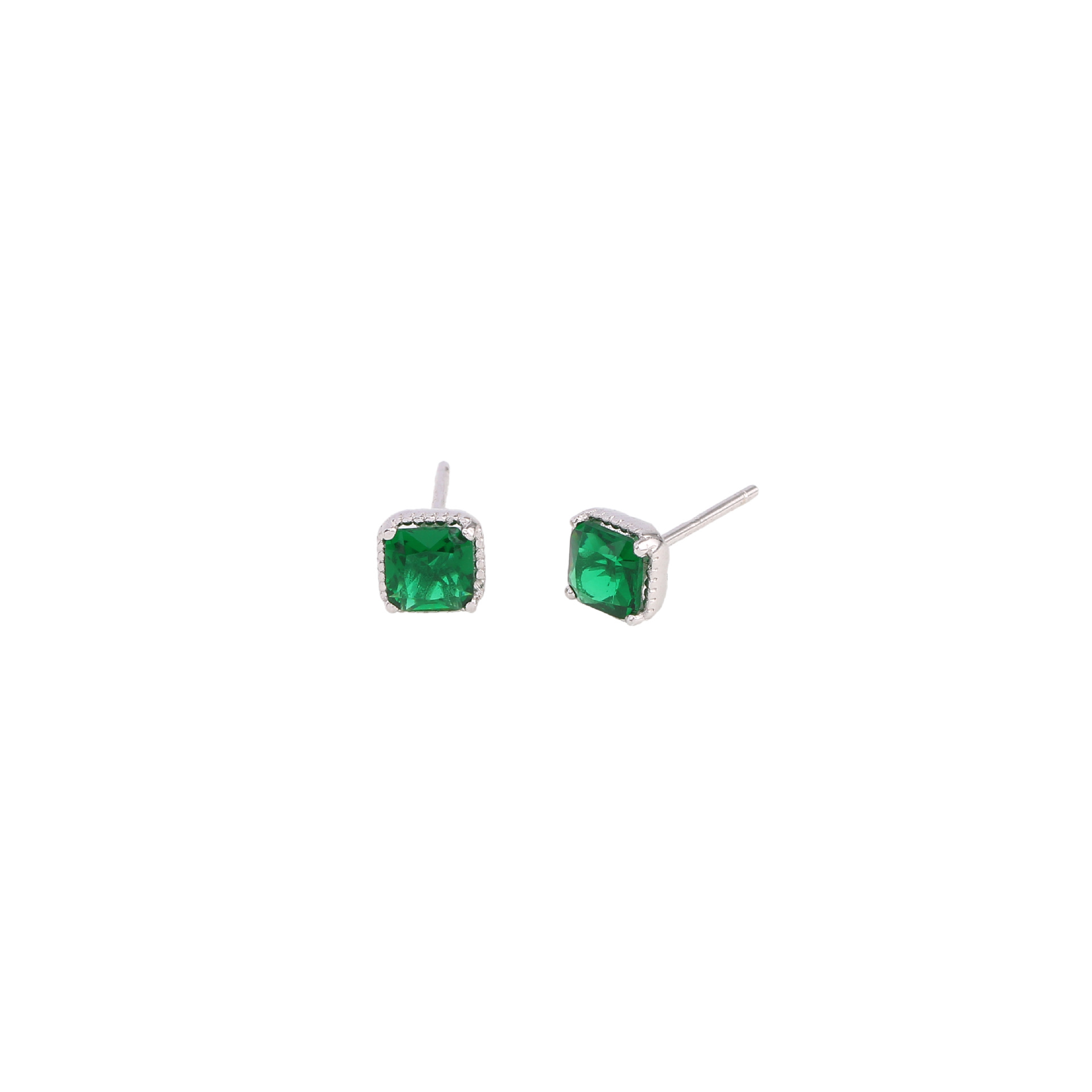 1 Pair Retro Square Solid Color Plating Inlay Sterling Silver Zircon White Gold Plated Ear Studs display picture 3