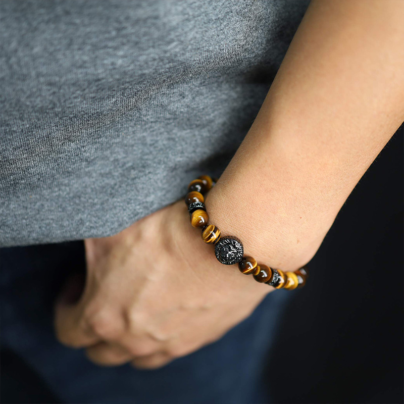 Retro Geometric Natural Stone Tiger Eye Men's Bracelets display picture 2