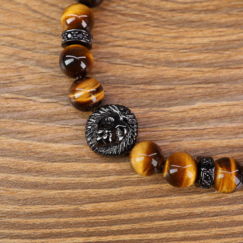 Retro Geometric Natural Stone Tiger Eye Men's Bracelets display picture 3