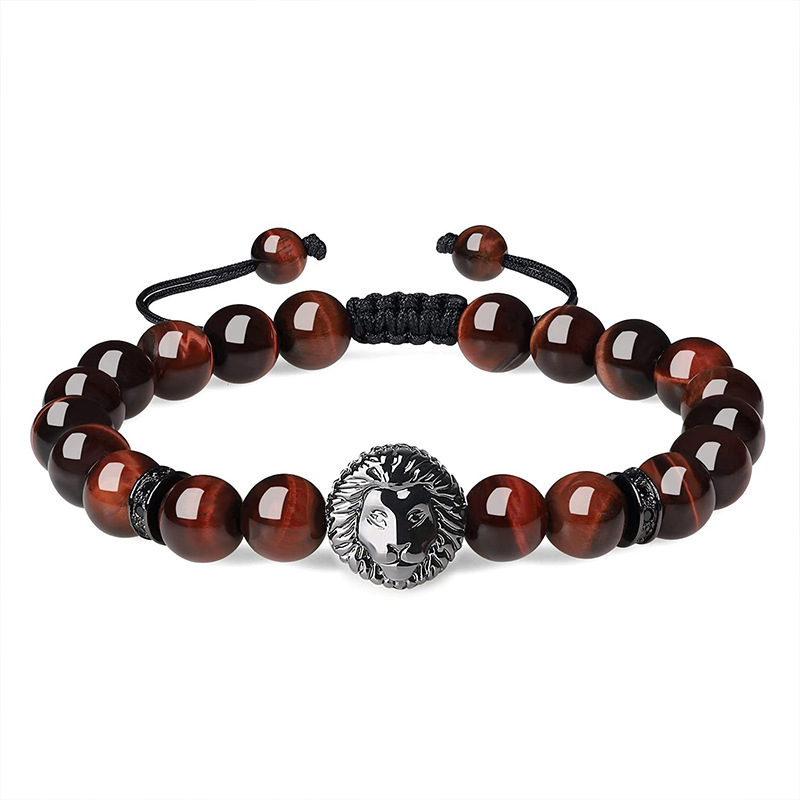 Retro Geométrico Piedra Natural Ojo De Tigre Hombres Pulsera display picture 10