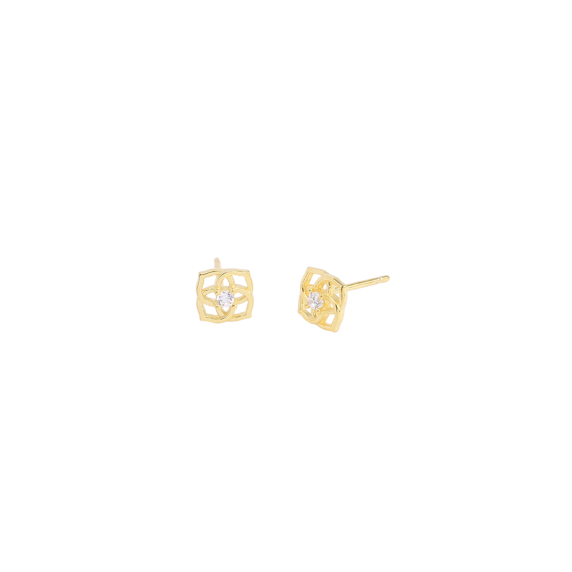 1 Pair Sweet Flower Plating Hollow Out Inlay Sterling Silver White Gold Plated Ear Studs display picture 1