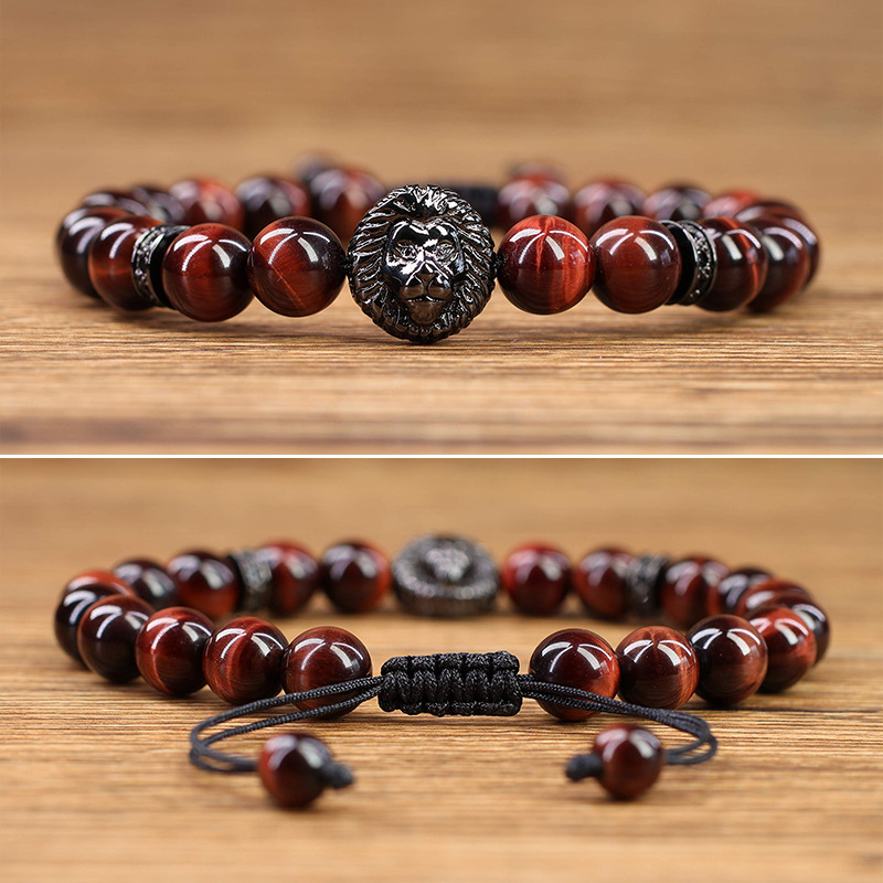 Retro Geometric Natural Stone Tiger Eye Men's Bracelets display picture 12