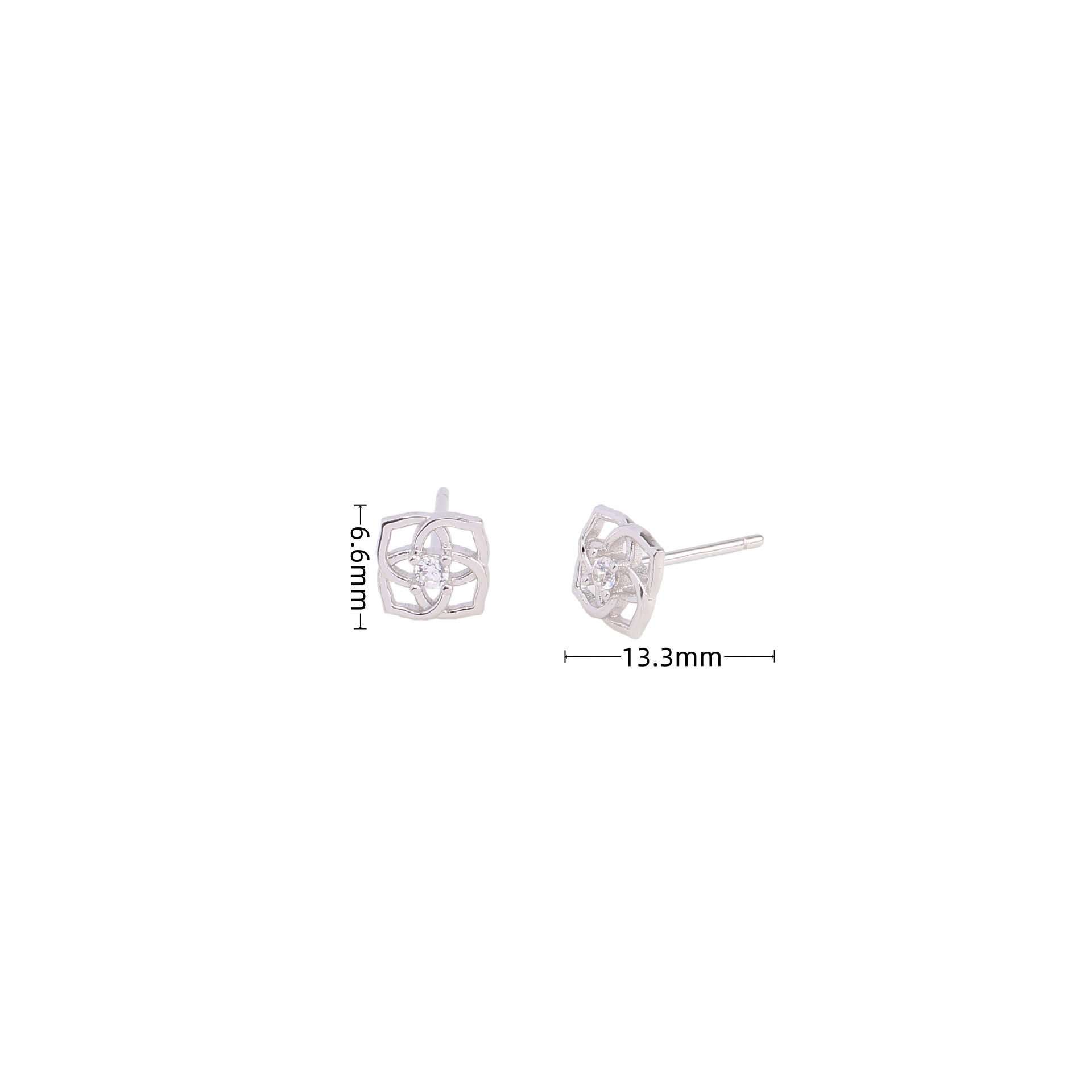1 Pair Sweet Flower Plating Hollow Out Inlay Sterling Silver White Gold Plated Ear Studs display picture 4