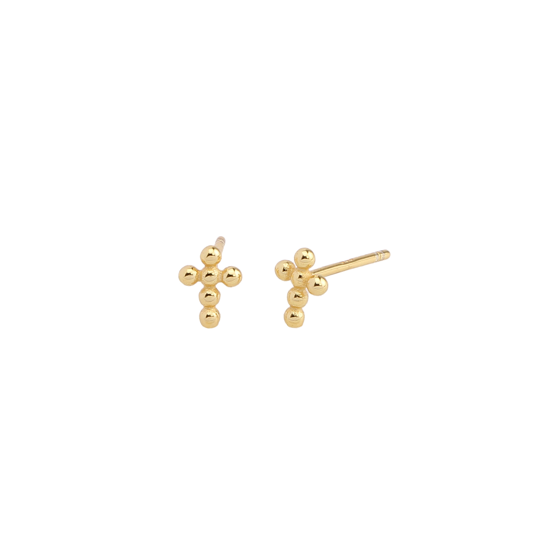 1 Pair Vintage Style Simple Style Cross Solid Color Plating Sterling Silver Gold Plated Ear Studs display picture 1