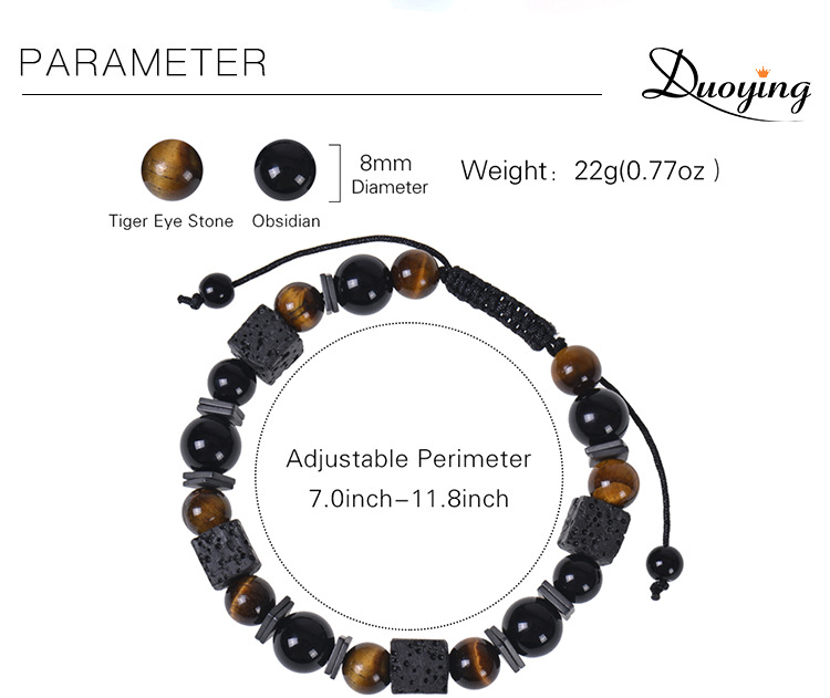 Retro Round Natural Stone Beaded Men's Bracelets display picture 1