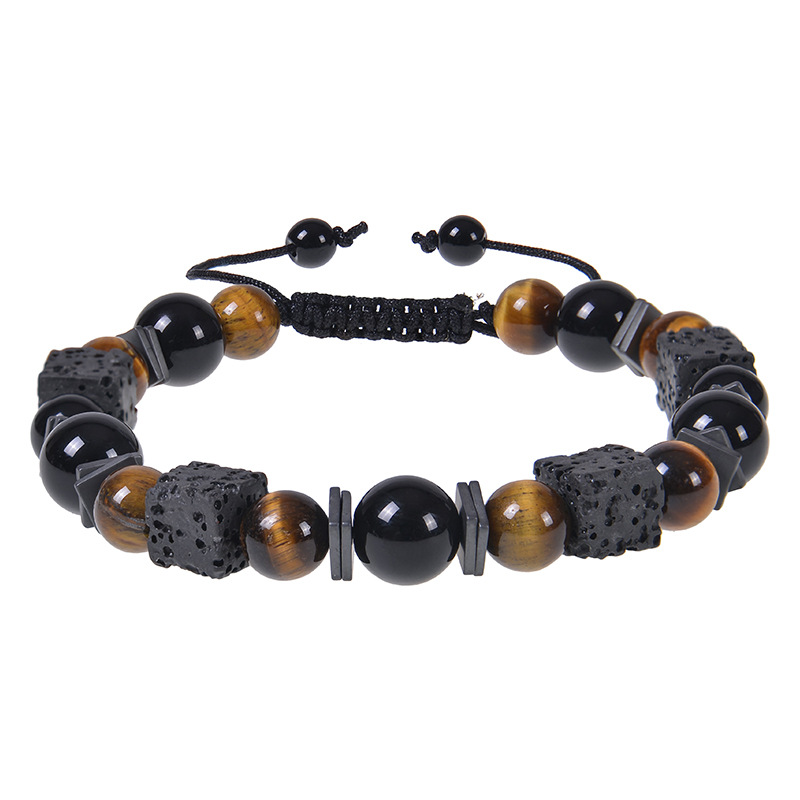 Retro Round Natural Stone Beaded Men's Bracelets display picture 4
