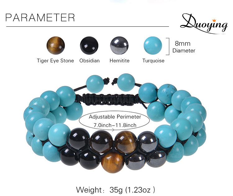 Retro Round Natural Stone Beaded Bracelets display picture 1