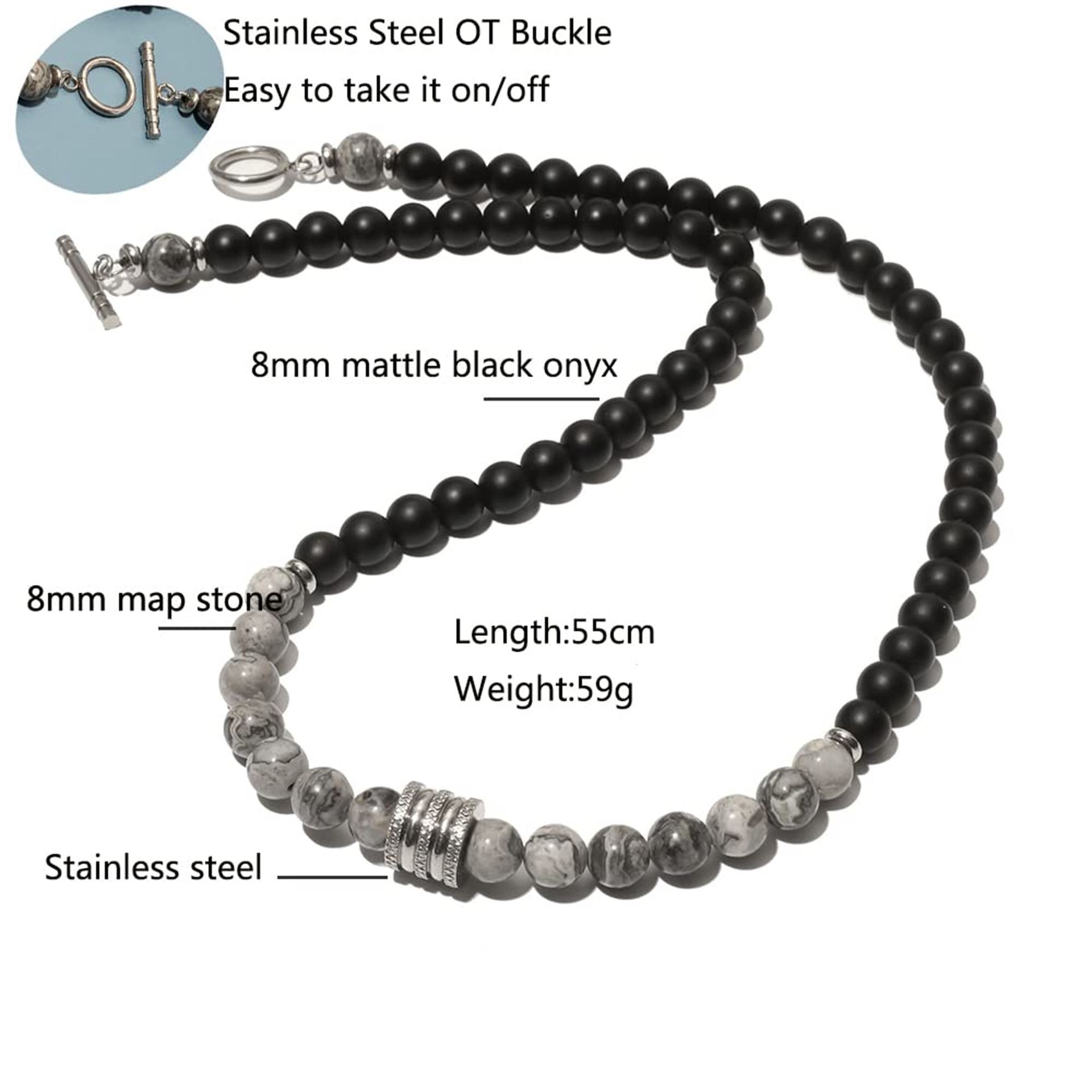 Simple Style Round Natural Stone Beaded Men's Necklace display picture 2