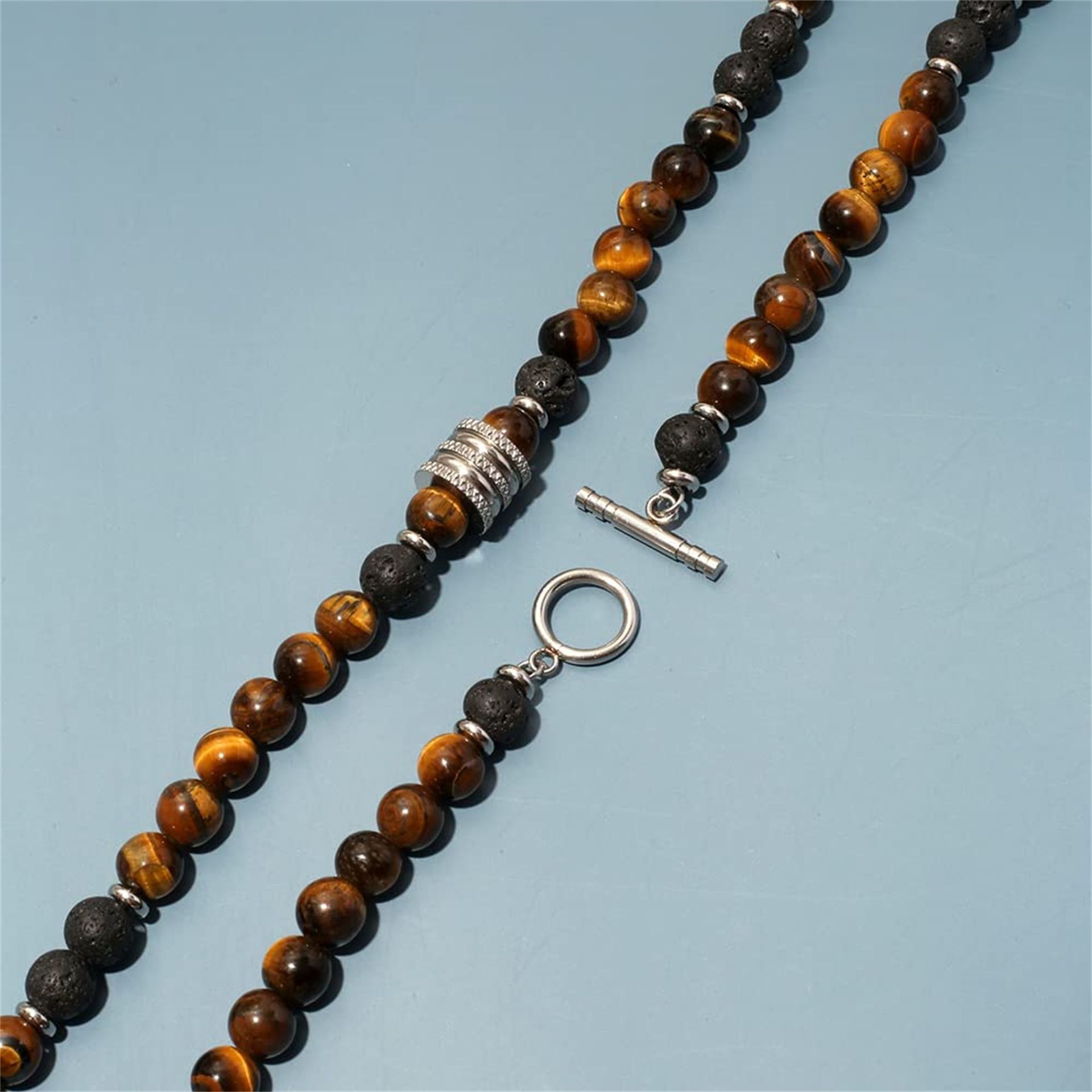 Simple Style Round Natural Stone Beaded Men's Necklace display picture 4