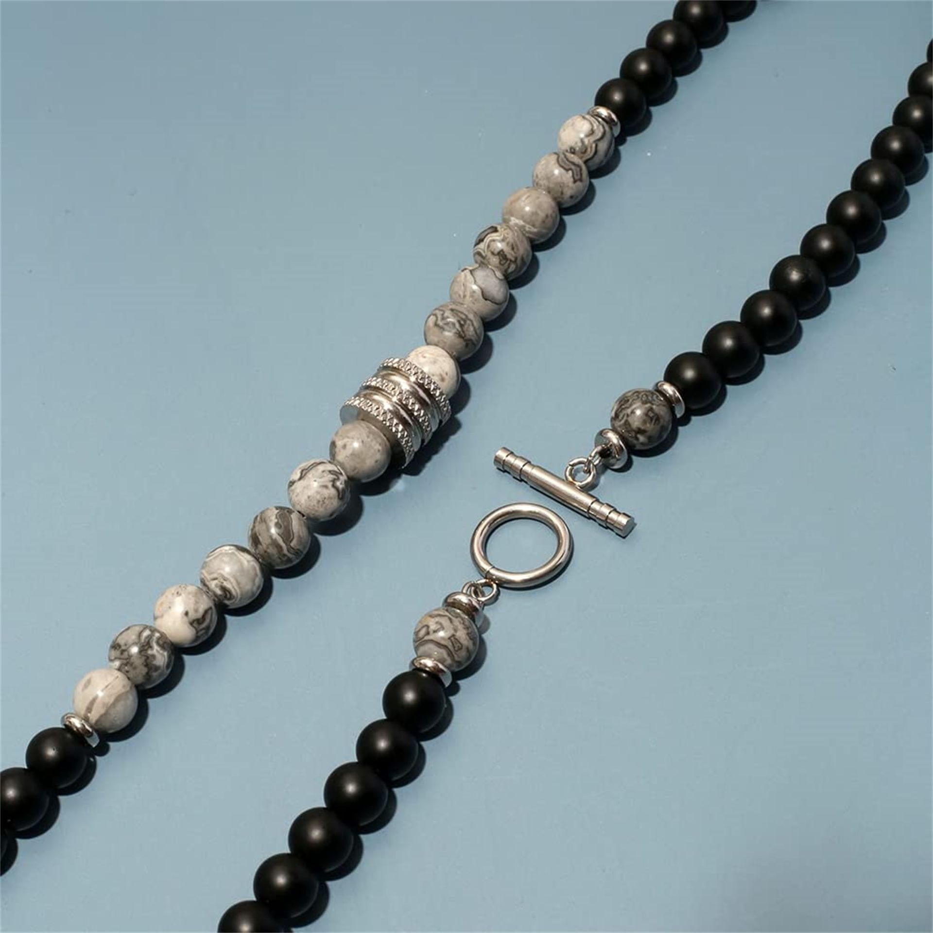 Simple Style Round Natural Stone Beaded Men's Necklace display picture 6