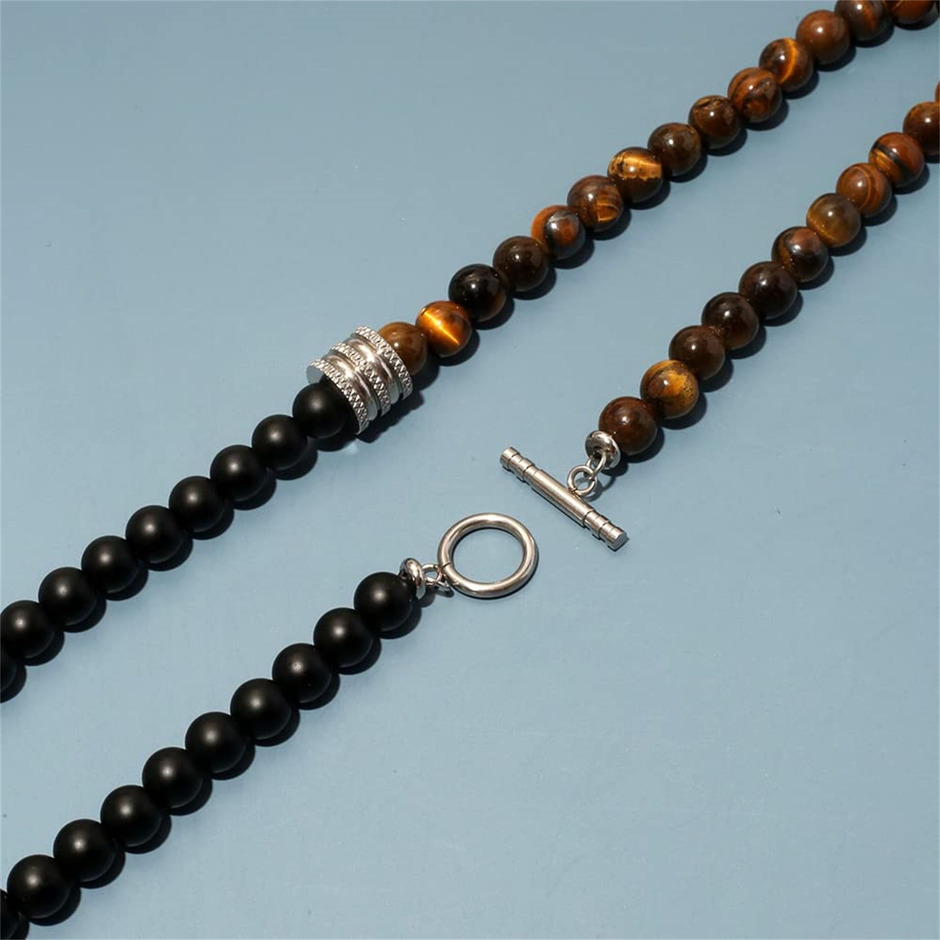 Simple Style Round Natural Stone Beaded Men's Necklace display picture 8