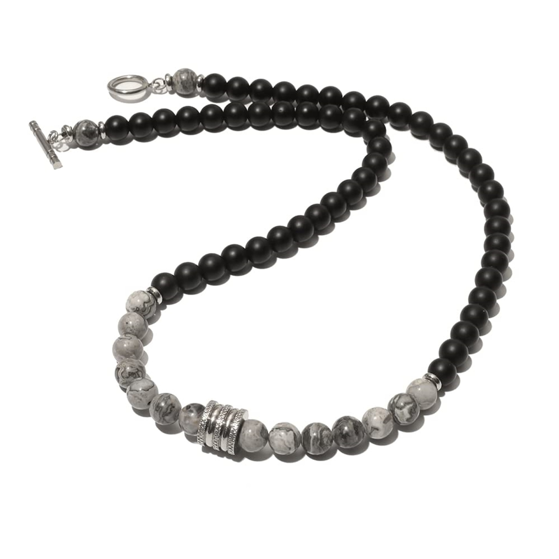 Simple Style Round Natural Stone Beaded Men's Necklace display picture 12