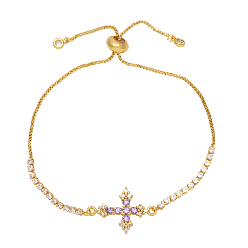 Fashion Simple Style Cross Copper Plating Inlay Zircon 18k Gold Plated Bracelets display picture 4