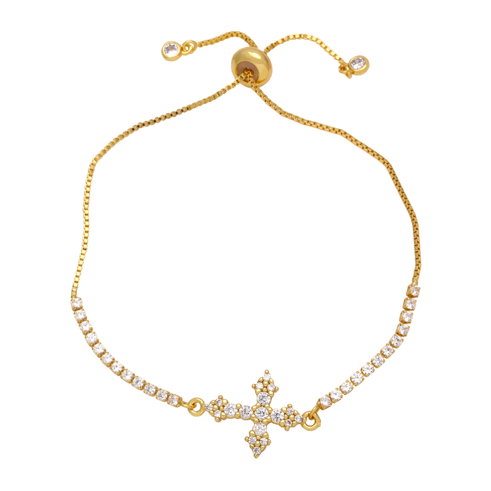 Fashion Simple Style Cross Copper Plating Inlay Zircon 18k Gold Plated Bracelets display picture 6