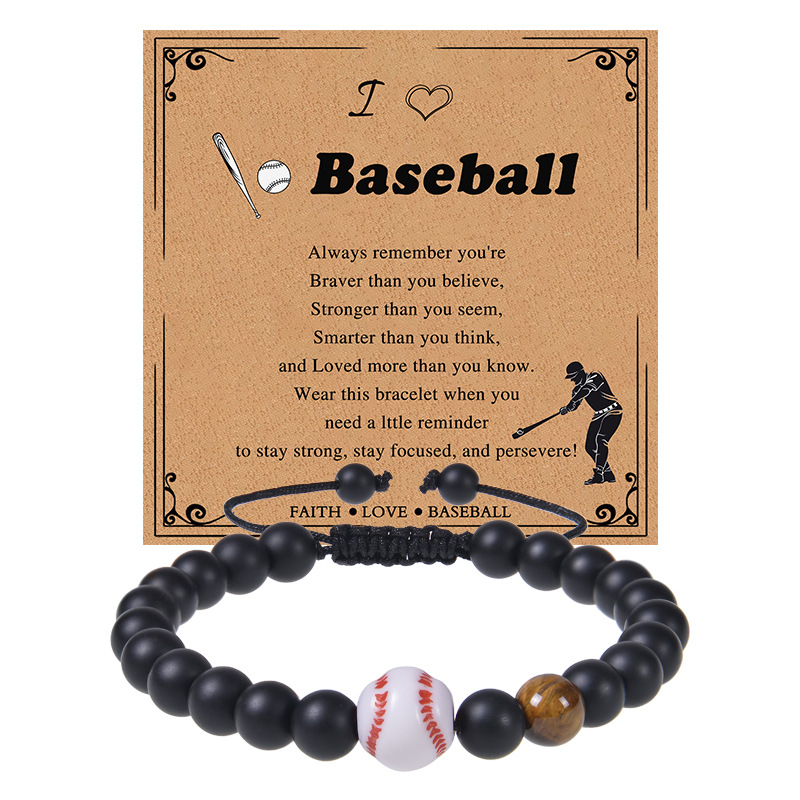 Sports Baseball Frosted Stone Tiger Eye Beaded Unisex Bracelets display picture 2