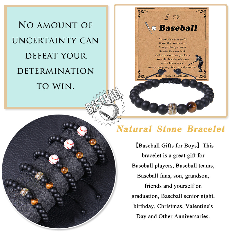 Sports Baseball Frosted Stone Tiger Eye Beaded Unisex Bracelets display picture 5