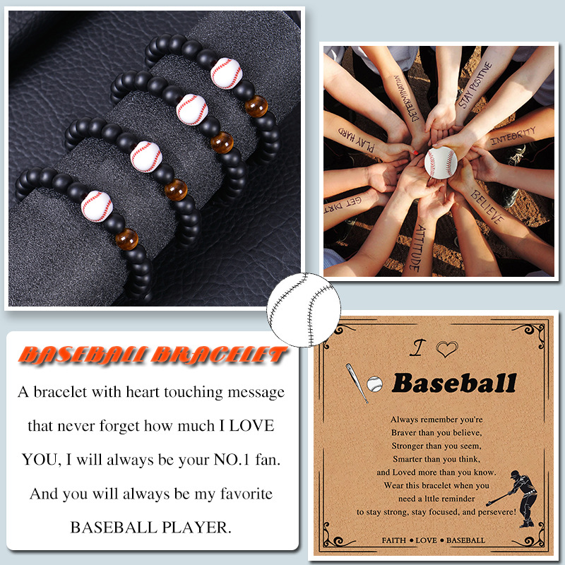 Sports Baseball Frosted Stone Tiger Eye Beaded Unisex Bracelets display picture 10