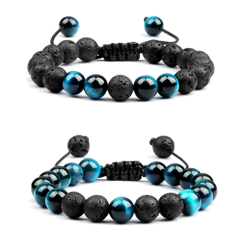 Casual Simple Style Round Volcanic Rock Tiger Eye Beaded Bracelets display picture 1