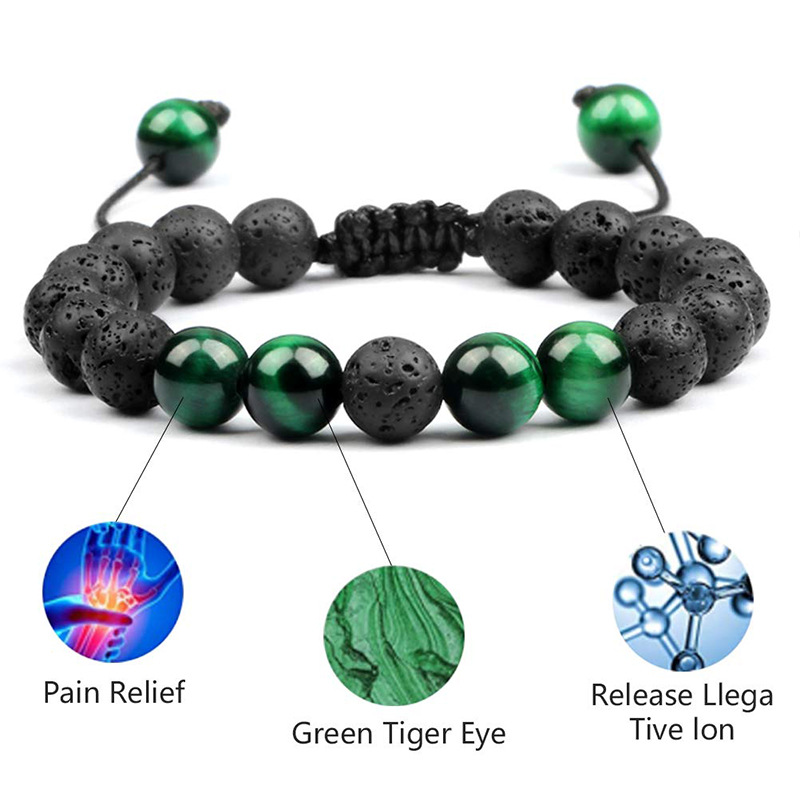 Casual Simple Style Round Volcanic Rock Tiger Eye Beaded Bracelets display picture 2