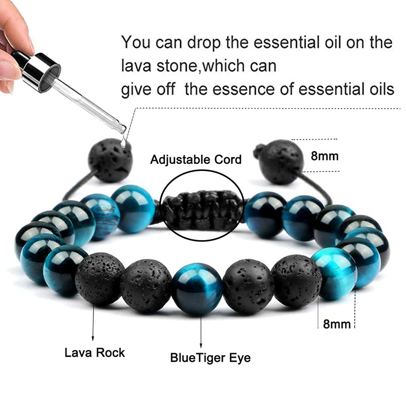 Casual Simple Style Round Volcanic Rock Tiger Eye Beaded Bracelets display picture 4
