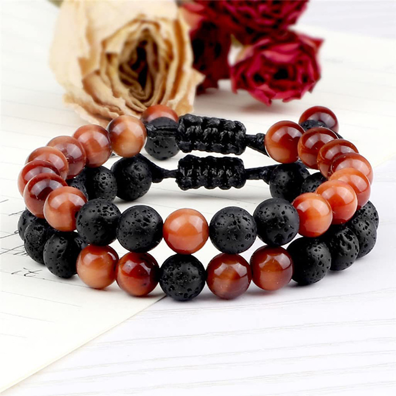 Casual Simple Style Round Volcanic Rock Tiger Eye Beaded Bracelets display picture 5