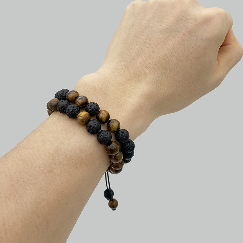 Casual Simple Style Round Volcanic Rock Tiger Eye Beaded Bracelets display picture 6