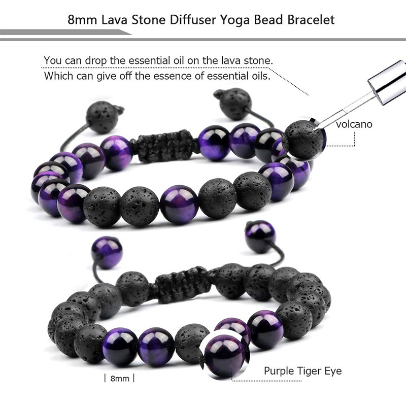 Casual Simple Style Round Volcanic Rock Tiger Eye Beaded Bracelets display picture 10