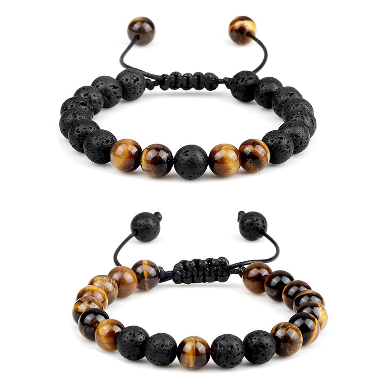 Casual Simple Style Round Volcanic Rock Tiger Eye Beaded Bracelets display picture 11