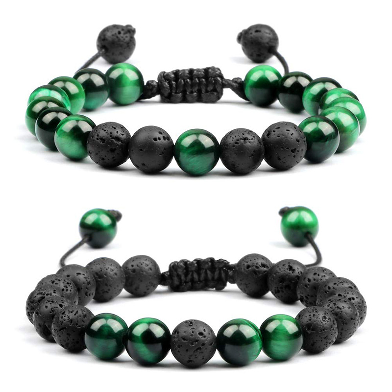 Casual Simple Style Round Volcanic Rock Tiger Eye Beaded Bracelets display picture 13