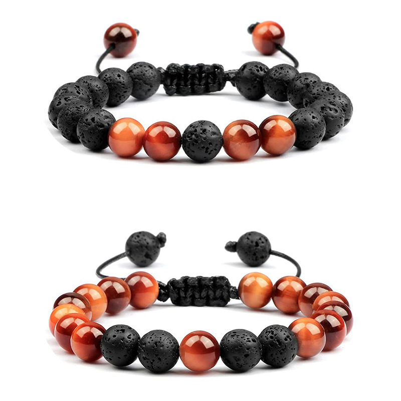Casual Simple Style Round Volcanic Rock Tiger Eye Beaded Bracelets display picture 14