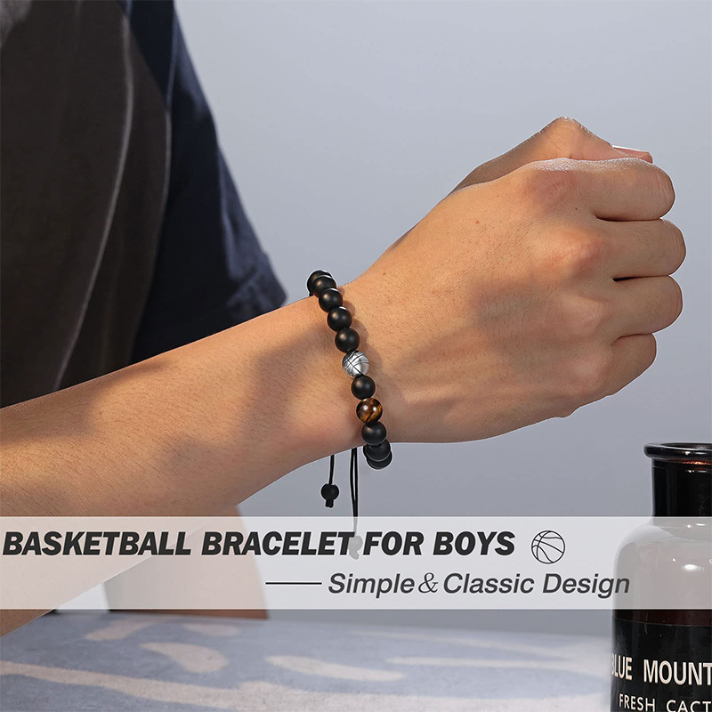 Lässig Sport Basketball Milchstein Tigerauge Perlen Armbänder display picture 2